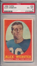 1958 TOPPS  #30 ALEX WEBSTER - PSA 6 EX-MT  (SVSC) CENTERED!