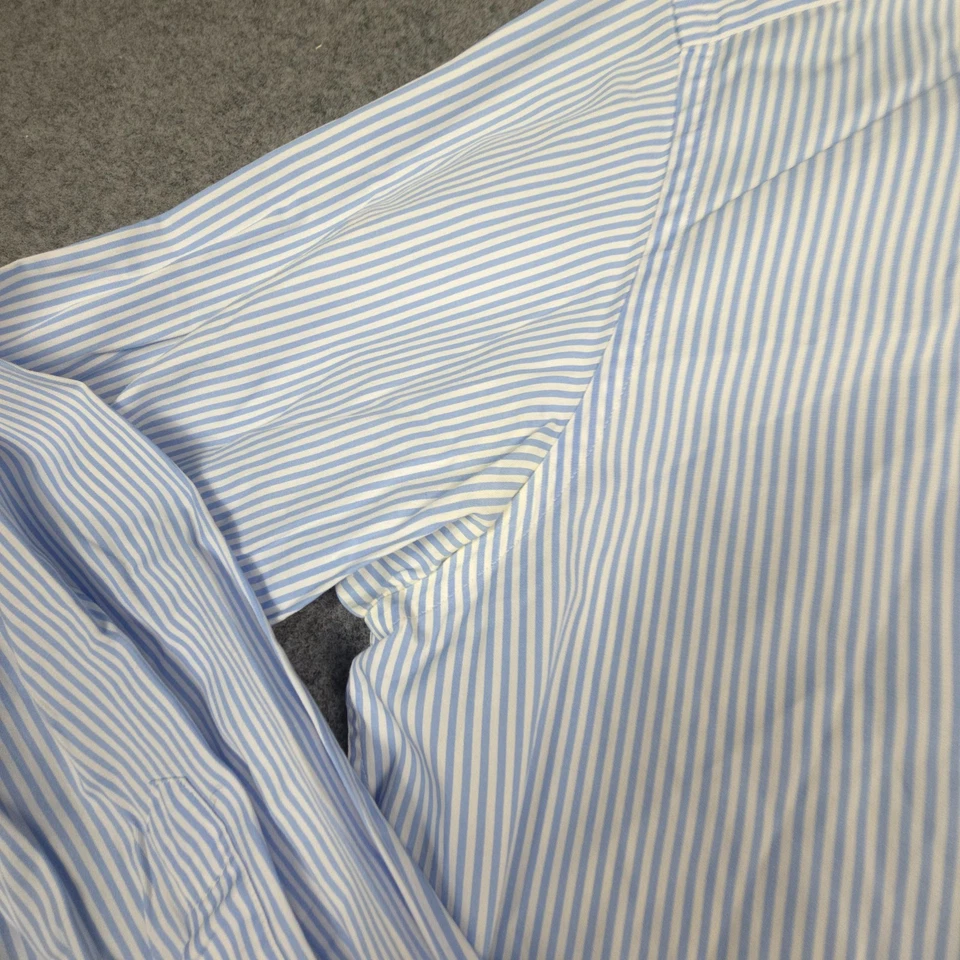 Hawes & Curtis Shirt Mens LARGE Blue striped Long Sleeve Button Up Slim Size L - Image 4 of 4