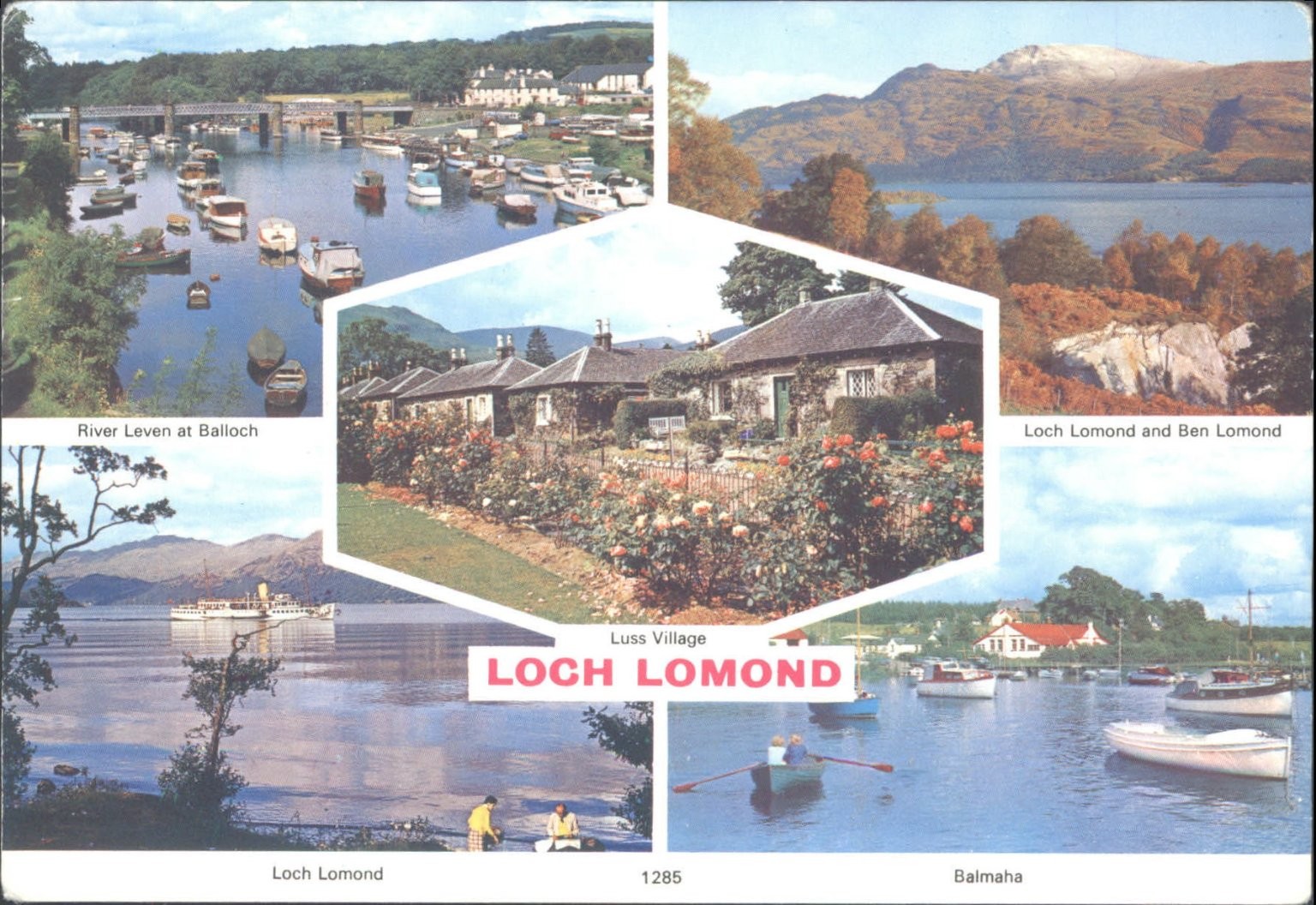 Loch Lomond Multi-View Postcard Scotland Balloch Luss Balmaha Thistle