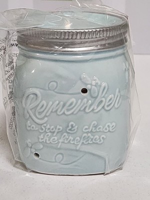 Scentsy Blue  Chasing Fireflies  Wax Warmer  Mason Jar | new in box | retired