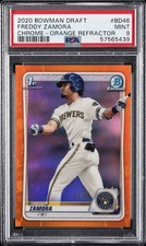 2020 BOWMAN DRAFT CHROME-ORANGE REFRACTOR #BD46 FREDDY ZAMORA #/25 PSA 9