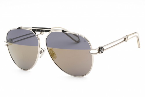PHILIPP PLEIN SPP048M 0K07 Sunglasses Silver Frame Grey Gold Lenses 62mm - Picture 3 of 4