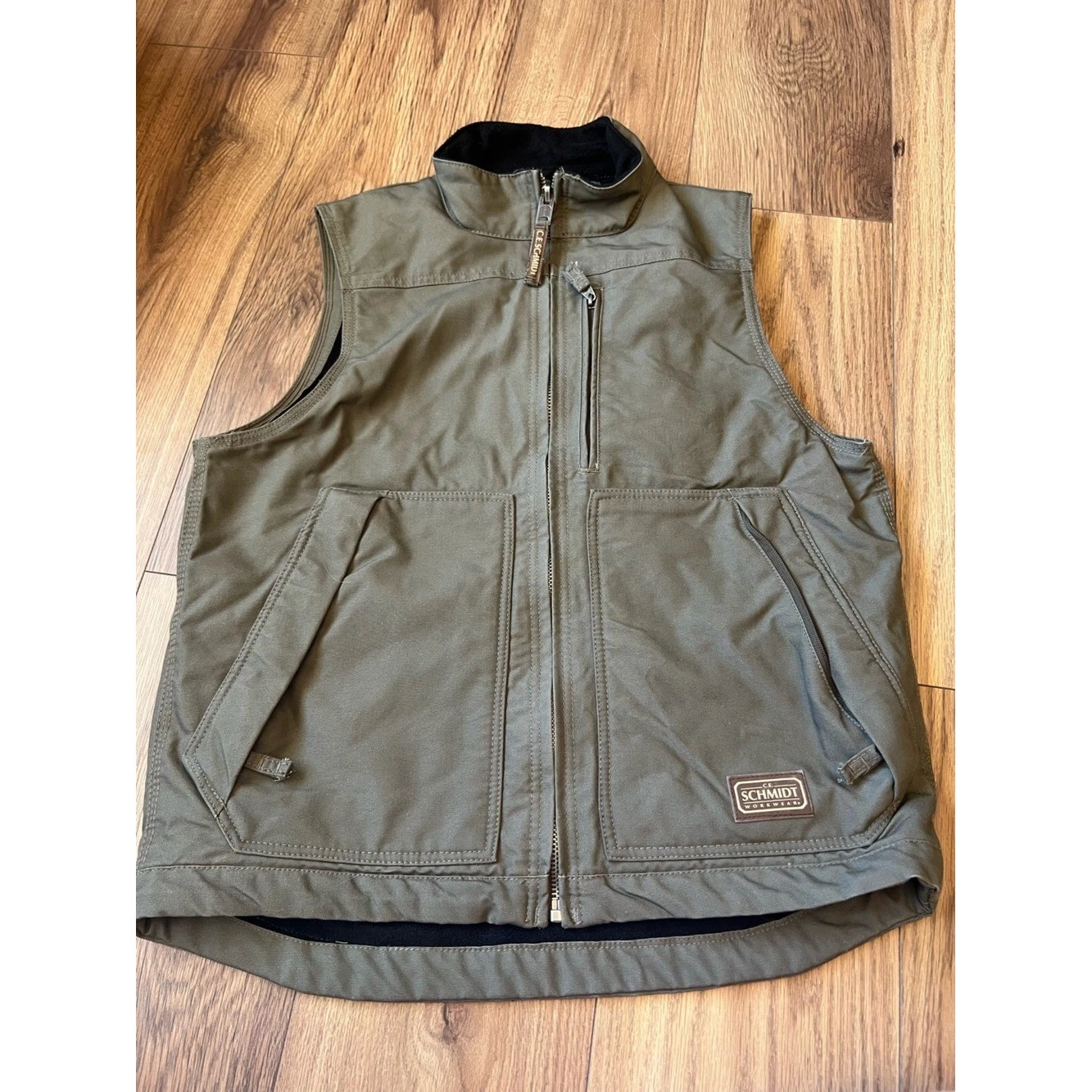 C.E. Schmidt Workwear Canvas Vest Mens Medium Olive Green Fleece Lined Gorpcore image 1