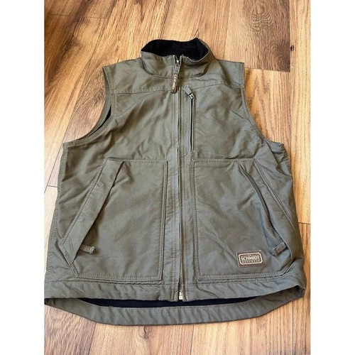 C.E. Schmidt Workwear Canvas Vest Mens Medium Olive Green Fleece Lined Gorpcore - product listing photo