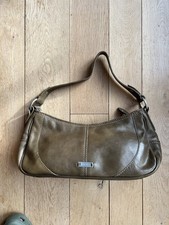 Hidesign vintage dark khaki Leather baguette Shoulder Bag