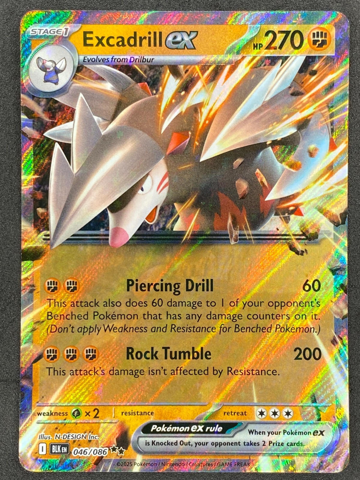 Pokémon Excadrill ex 046/086 BLK Black Bolt NM