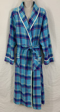 ALEXANDER DEL ROSSA sz: L /LARGE Blue Plaid 100 Cotton Robe