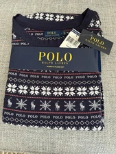 NWT Women’s Ralph Lauren Polo Isle Fair Pajama Set Snowflake CHRISTMAS Cotton L