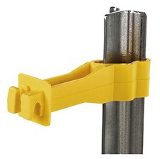 Electric Fence T-Post Insulator, Snug-Fit Backside, Yellow, 25-Pk. - SNUG-RT-25