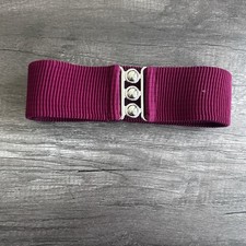 VTG 80s Malco Modes Belt XL Maroon Wide Elastic Cinch Metal Buckle Retro Dance