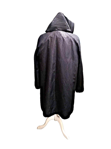 Gallery A-line Rain Coat Fabulous Black Leopard Print With Pleated Hood - Picture 5 of 20