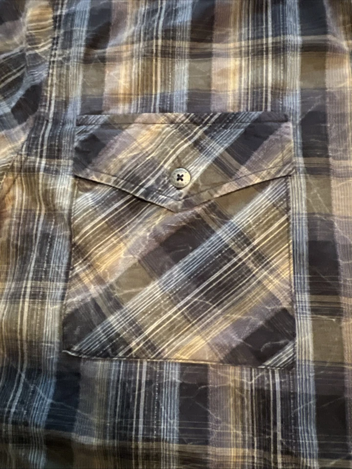 HARLEY DAVIDSON Men's Genuine Woven Plaid Short Sleeve Shirt - Jamaica - Size XL - Image 3 of 4
