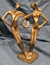 Vintage Bronze Modernist Abstract Dancers Sculpture Modern Art Love Dance Statue