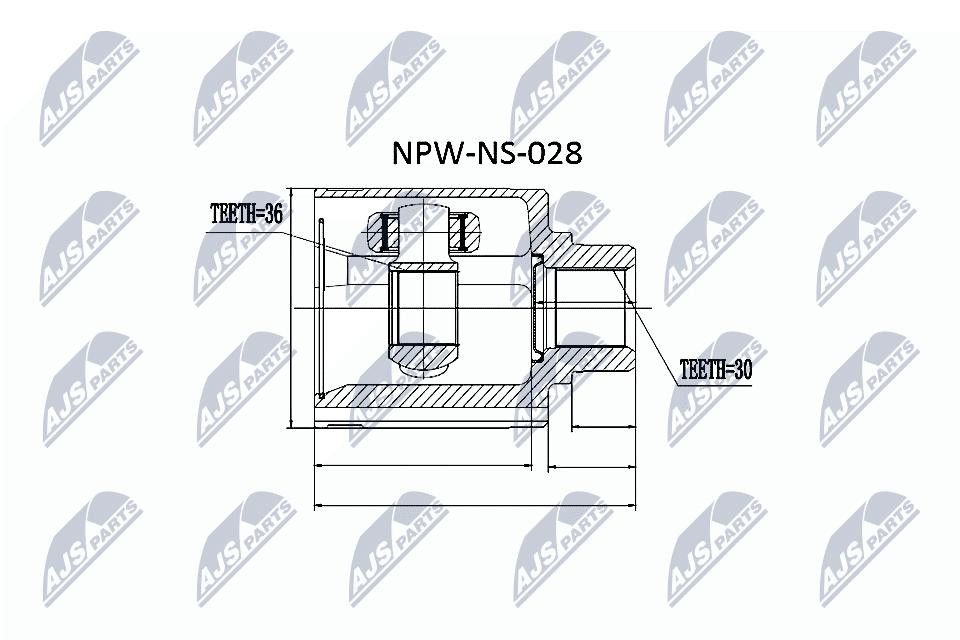 NTY Driveshaft Joint Kit NPW-NS-028 For Nissan With 94 Mm Outer Diameter