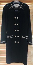Steve Fabrikant Wool Santana Knit Black Vintage Shift Dress Neiman Marcus 8