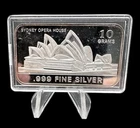 Silver 10 GRAM Bar .999 Fine Silver Sydney Opera House  In Plastic Case