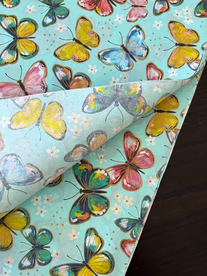 COLORFUL BUTTERFLIES Design Tissue Paper Sheets Choose Size & Package Amount - Image 4 of 4