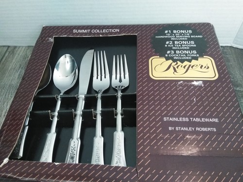 VTG. ROGERS SUMMIT COLLECTION STAINLESS TABLEWARE 56-PCS NEW (READ) KOREA - Picture 2 of 9