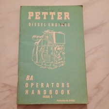 Petter stationary diesel engine BA operators handbook Issue 5 paperback 
