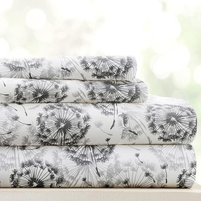 Linen Market Double-Brushed Patterned Microfiber Queen, Make a Wish Gray
