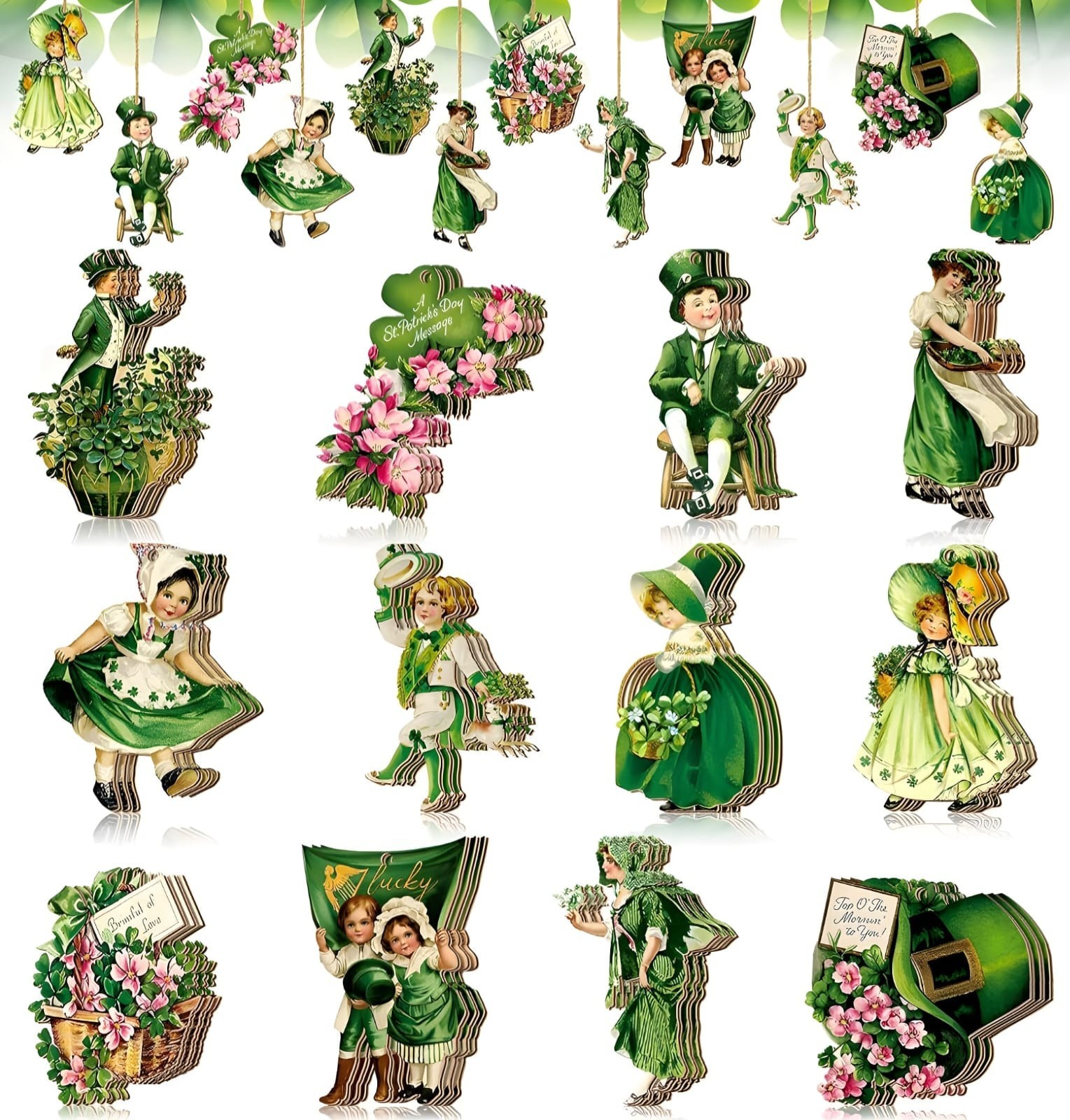 36 Pcs Vintage St. Patricks Day Ornaments for Tree St. Patricks Day Decorations.