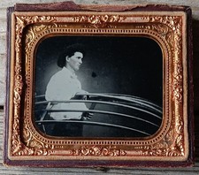 Ambrotype Young Man w/ Farm Implement?