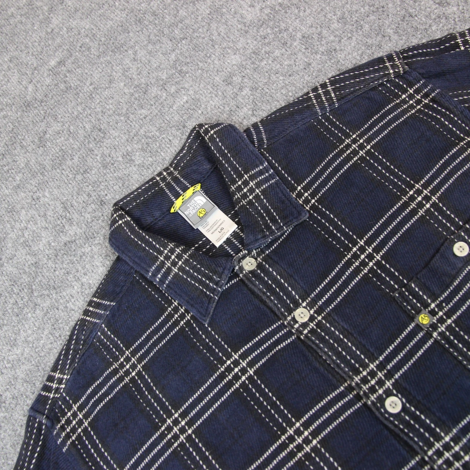 The North Face Flannel Shirt Men's Large Blue Cotton Outdoor Hiking A5 Series