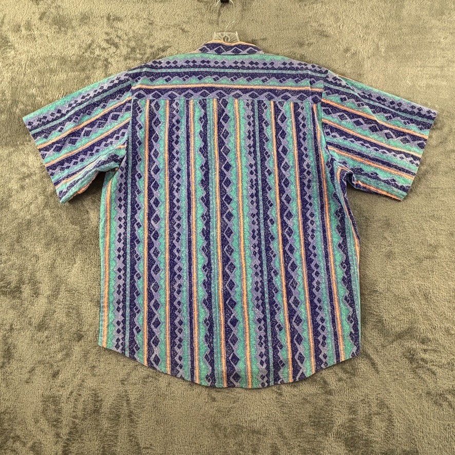 Vintage 80s 90s Vaporwave Shirt M Fast Breakers Hawaiian Short Sleeve Button