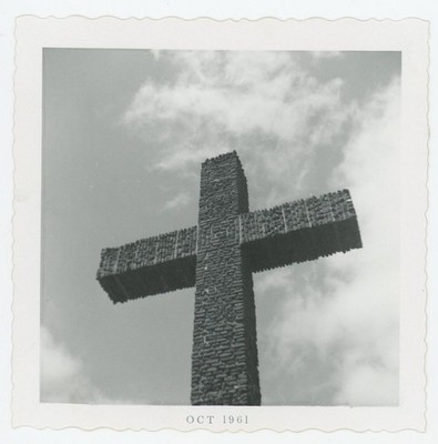 Stone Cross Religious Architecture Sky Clouds Vintage Photo Abstract