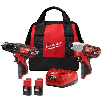 Milwaukee M12 Combo Drill/Impact 3/8'' 1/4'' Red Lithium-Ion 2 Batt. Pack 2494-22