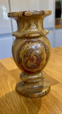 Vase polierter Onyx Stein schwerer Marmor Urne Stil Dekor 15,5 cm 957 g