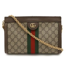 Gucci 503877 Ophidia GG Supreme Borsa a tracolla con catena linea Sherry marrone