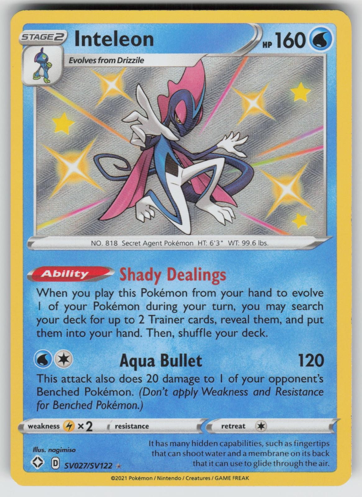 Inteleon SV027/SV122 Shining Fates Shiny Vault Holo Pokemon TCG Near Mint