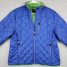 Lands End Puffer Jacket Youth Large 12-14 Blue Primaloft Lightweight Warm