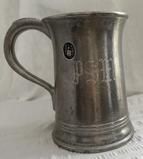 Pewter Tankard Vintage Marked RWP Made In USA. Engraved With Initials PSM.