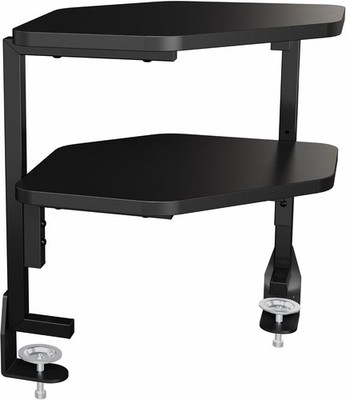 Corner Clamp-on 17 inch Above/Below Desk 2-Tier Shelving Unit Table Accessories