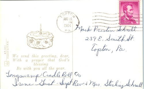 Vintage 1964 Birthday Greetings Lamb 1 Year Old Christian Message - Picture 2 of 2