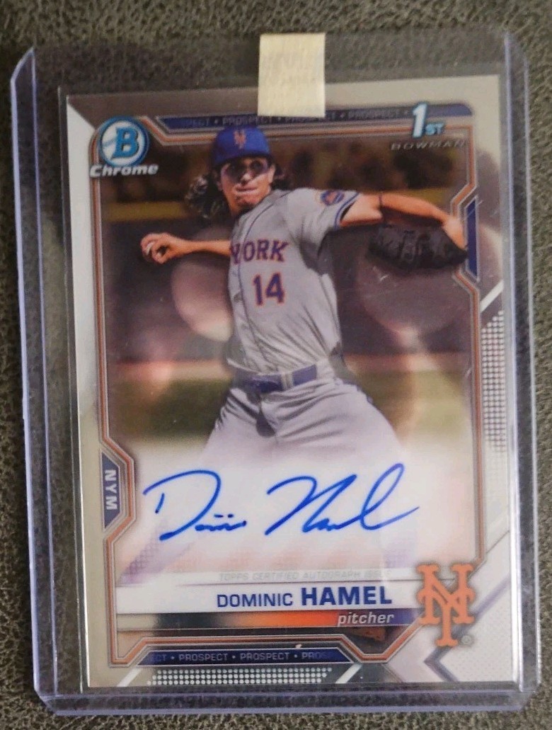 2021 BOWMAN CHROME 1ST DOMINIC HAMEL AUTOGRAPH CARD NY METS