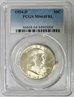 1954-D Silver Ben Franklin Half Dollar, PCGS MS-64 FBL