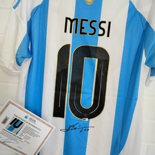 Lionel Messi Hand Signed Argentina Team Soccer Jersey With COA Messi Auto