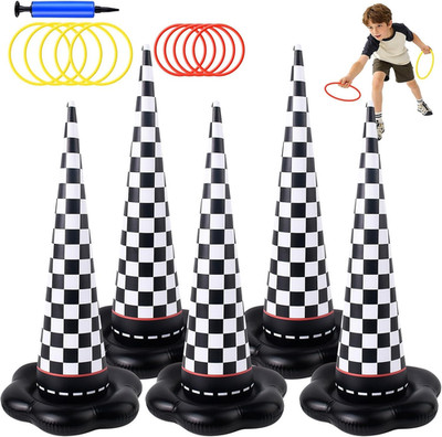 Inflatable Race Car Ring Toss Game Set for Kids Birthday Party Carnival Backyard