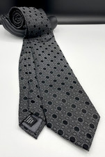 AWEARNESS Kenneth Cole Men's 100 Silk Tie  Black  Geometric  X-LONG 64"