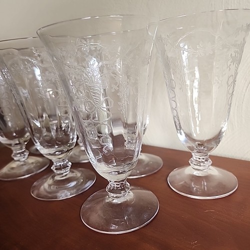 Vintage Corsage by Fostoria Iced Tea Glass Goblet Clear Optic Panel - Picture 9 of 9
