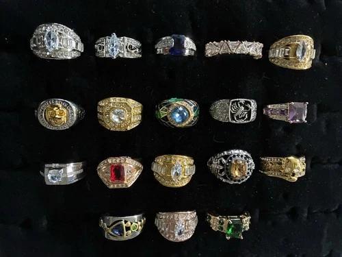 Costume Jewelry Lot Of 18 Rings Jewelers Samples, Vintage NEW
