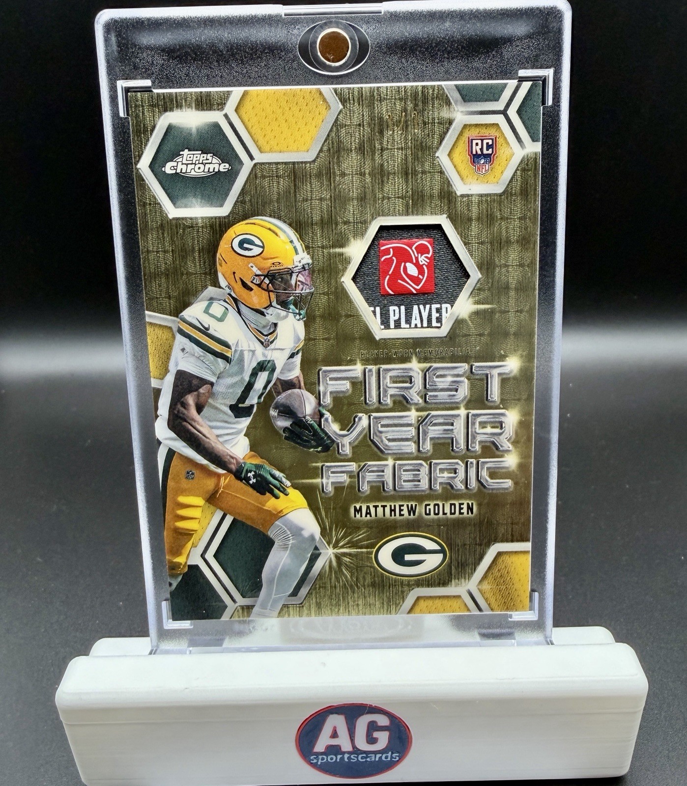 2025 Topps Chrome Matthew Golden 1/1 Superfractor First Year Fabric Logo Patch view 4