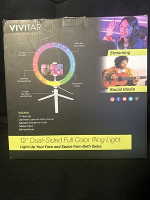 Vivitar 12'' Full Color Ring Light w Tripod & Adjustable Ball Head, White