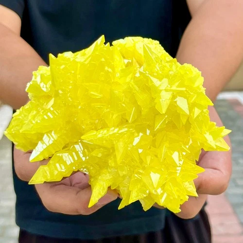 1.74LB Rare yellow sulfur crystal quartz crystal mineral specimen