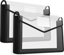 2 PCS Plastic Expanding File Folder with Snap Closure,Large Capacity  Expandabl