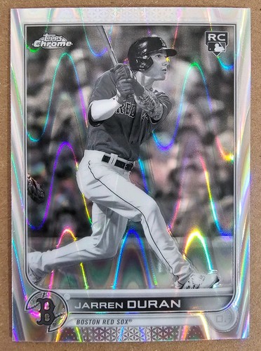 2022 Topps Chrome Sonic - Réfracteur RayWave (RC) Jarren Duran #113 noir et blanc - Photo 1 sur 2