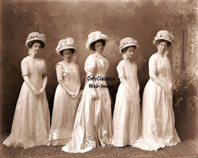 #ad 1890 VINTAGE VICTORIAN WEDDING PARTY 8x10 PHOTO BEAUTIFUL BRIDE WHITE DRESS HATS $15.25